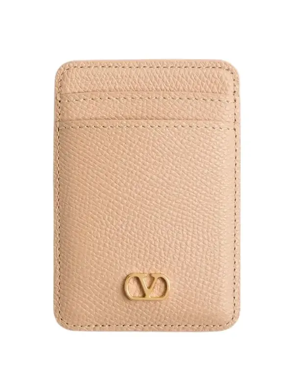 Women's Magnetic Cardholder in Grainy Calfskin - Beige Women's Magnetic Cardholder in Grainy Calfskin - Beige