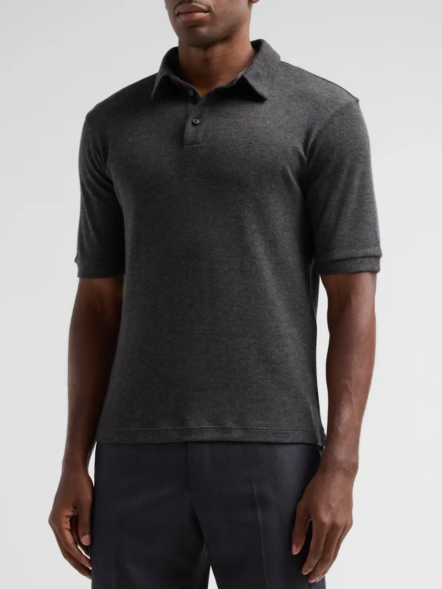 Giorgio Armani Men's Cashmere Polo Shirt | Thumbnail 4 Giorgio Armani Men's Cashmere Polo Shirt | Thumbnail 4