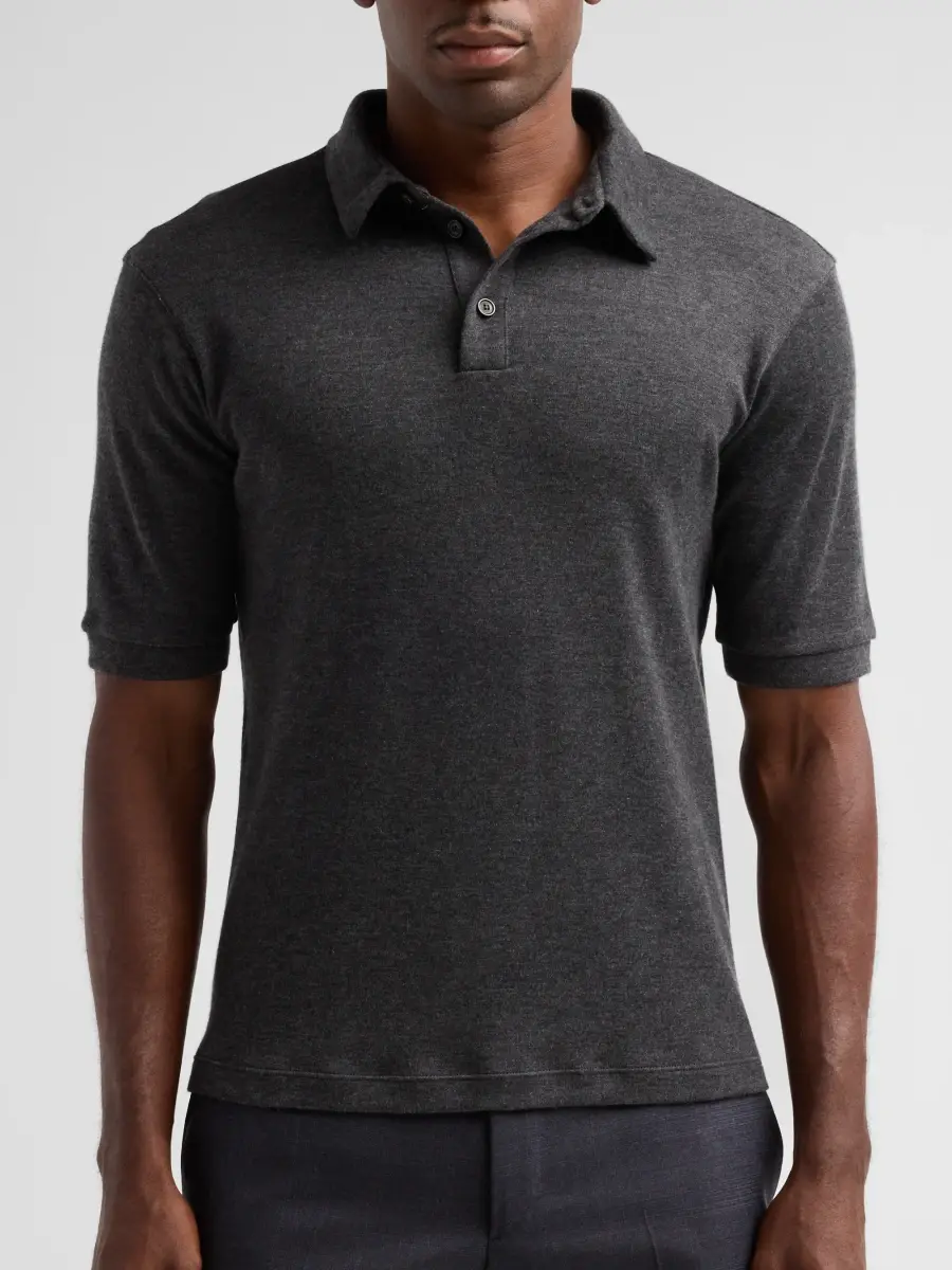 Giorgio Armani Men's Cashmere Polo Shirt | Thumbnail 5 Giorgio Armani Men's Cashmere Polo Shirt | Thumbnail 5