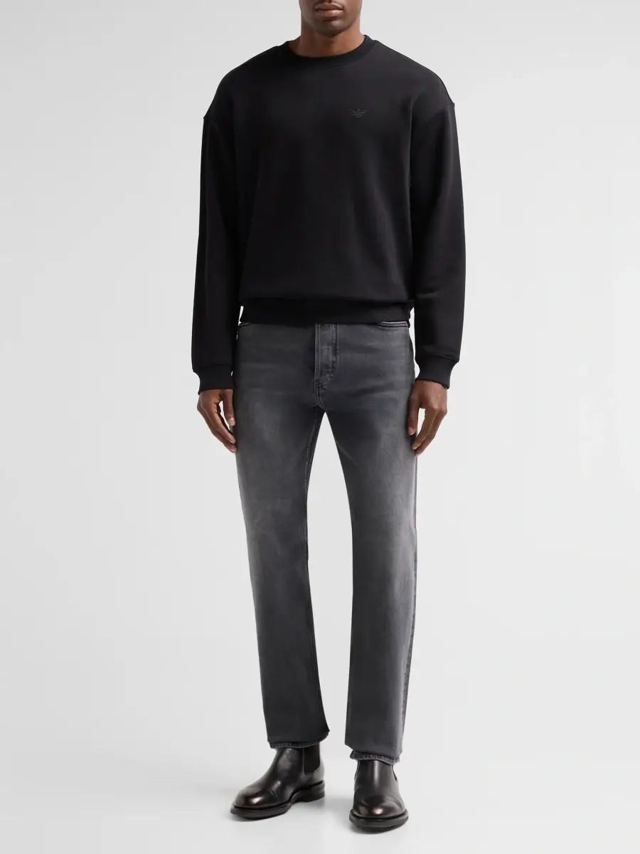 Emporio Armani Men's Logo Jersey Crewneck Sweatshirt | Thumbnail 2 Emporio Armani Men's Logo Jersey Crewneck Sweatshirt | Thumbnail 2