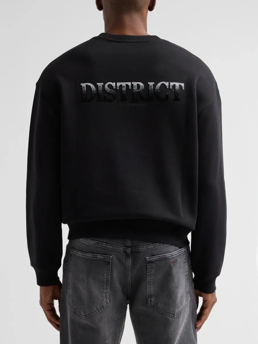 Emporio Armani Men's Logo Jersey Crewneck Sweatshirt | Thumbnail 3 Emporio Armani Men's Logo Jersey Crewneck Sweatshirt | Thumbnail 3