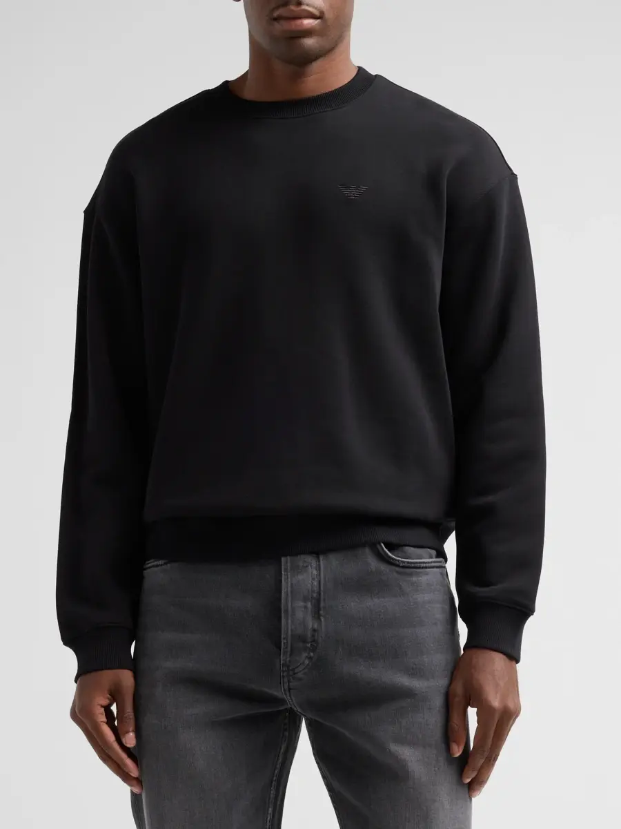 Emporio Armani Men's Logo Jersey Crewneck Sweatshirt | Thumbnail 4 Emporio Armani Men's Logo Jersey Crewneck Sweatshirt | Thumbnail 4
