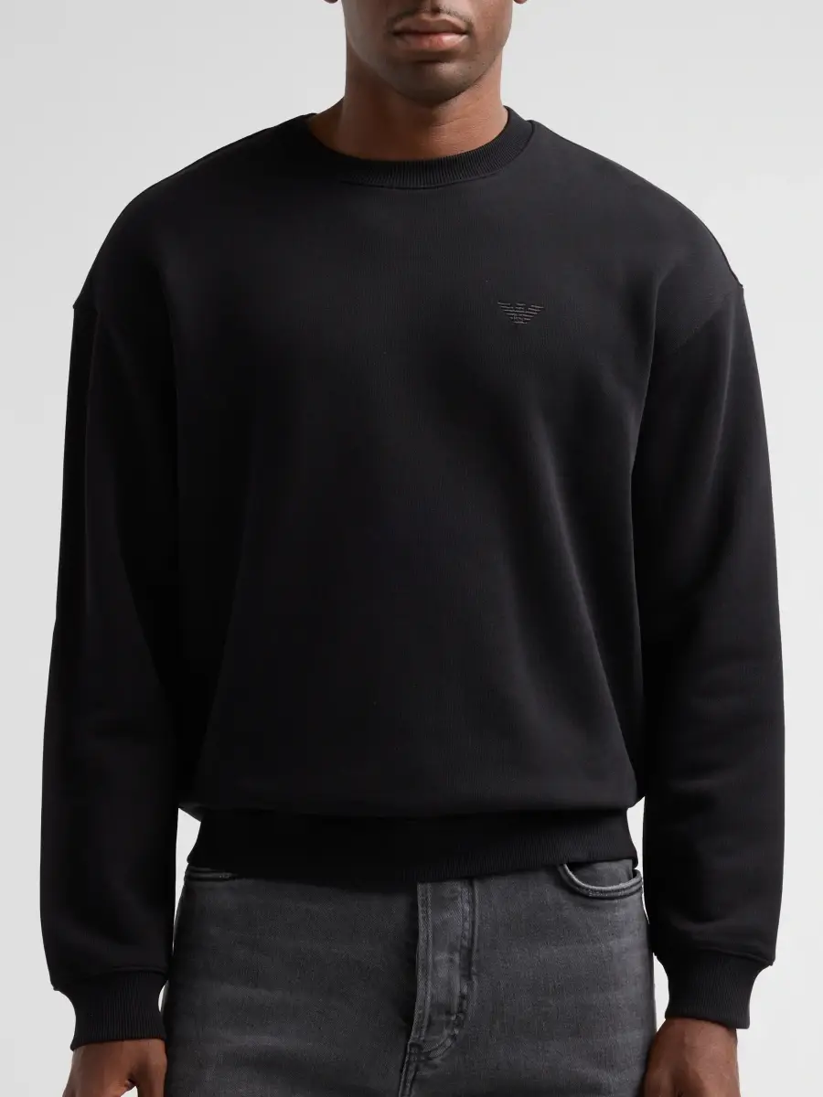Emporio Armani Men's Logo Jersey Crewneck Sweatshirt | Thumbnail 5 Emporio Armani Men's Logo Jersey Crewneck Sweatshirt | Thumbnail 5