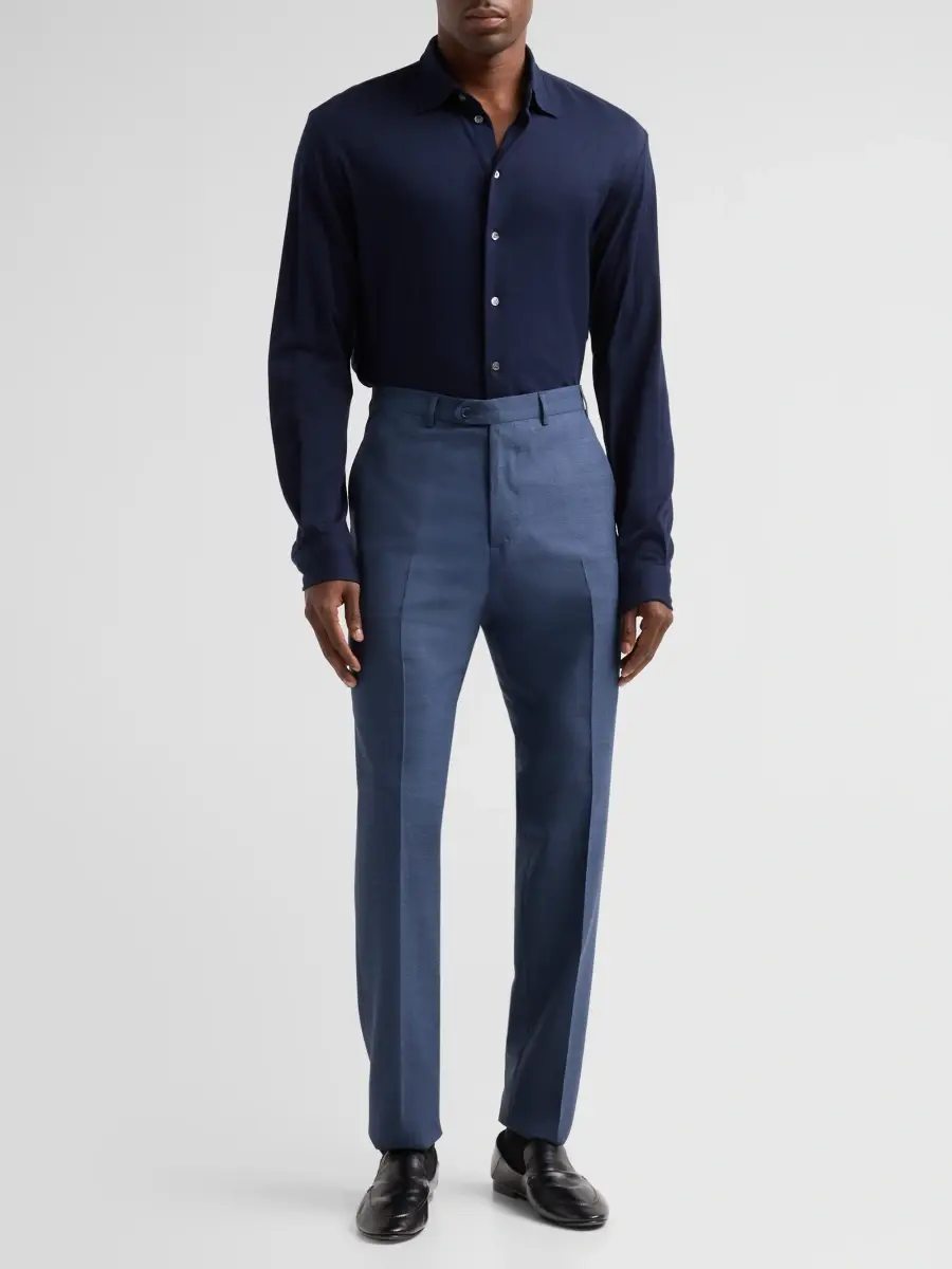 Emporio Armani Men's Textured Wool Trousers | Thumbnail 2 Emporio Armani Men's Textured Wool Trousers | Thumbnail 2