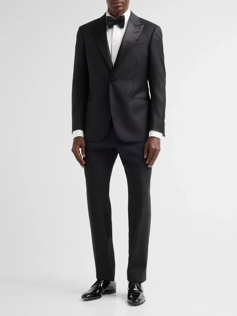 Emporio Armani Men's Textured Chevron Wool Dinner Jacket | Thumbnail 2 Emporio Armani Men's Textured Chevron Wool Dinner Jacket | Thumbnail 2