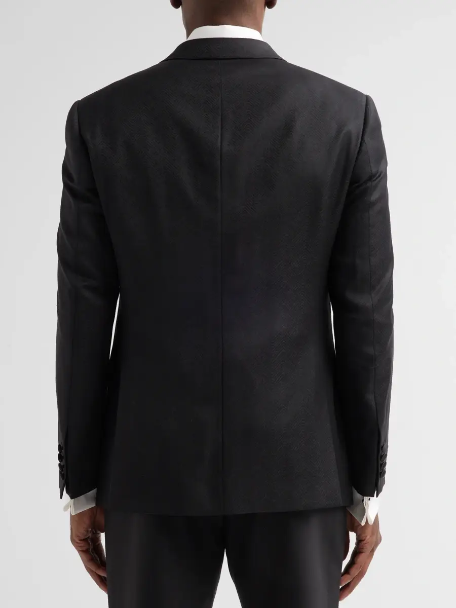 Emporio Armani Men's Textured Chevron Wool Dinner Jacket | Thumbnail 3 Emporio Armani Men's Textured Chevron Wool Dinner Jacket | Thumbnail 3
