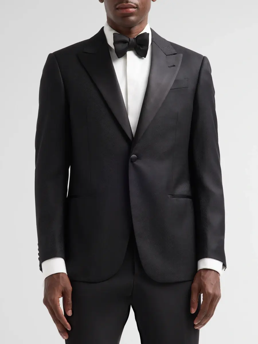 Emporio Armani Men's Textured Chevron Wool Dinner Jacket | Thumbnail 4 Emporio Armani Men's Textured Chevron Wool Dinner Jacket | Thumbnail 4