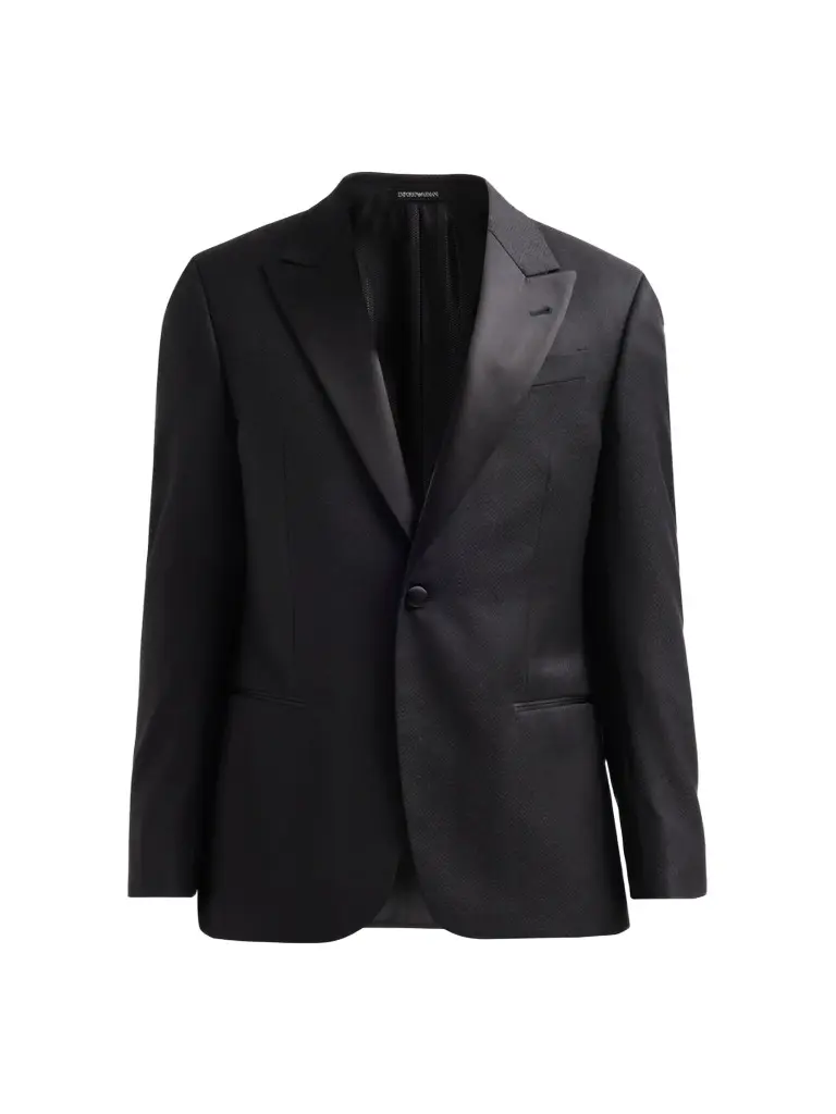 Men's Textured Chevron Wool Dinner Jacket