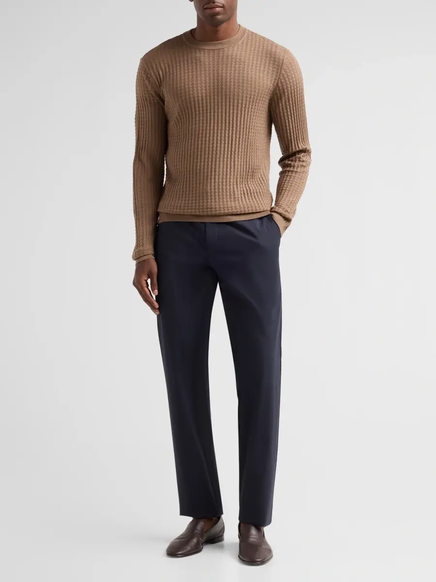 Emporio Armani Men's Fancy Stitch Textured Triangle Sweater | Thumbnail 2 Emporio Armani Men's Fancy Stitch Textured Triangle Sweater | Thumbnail 2