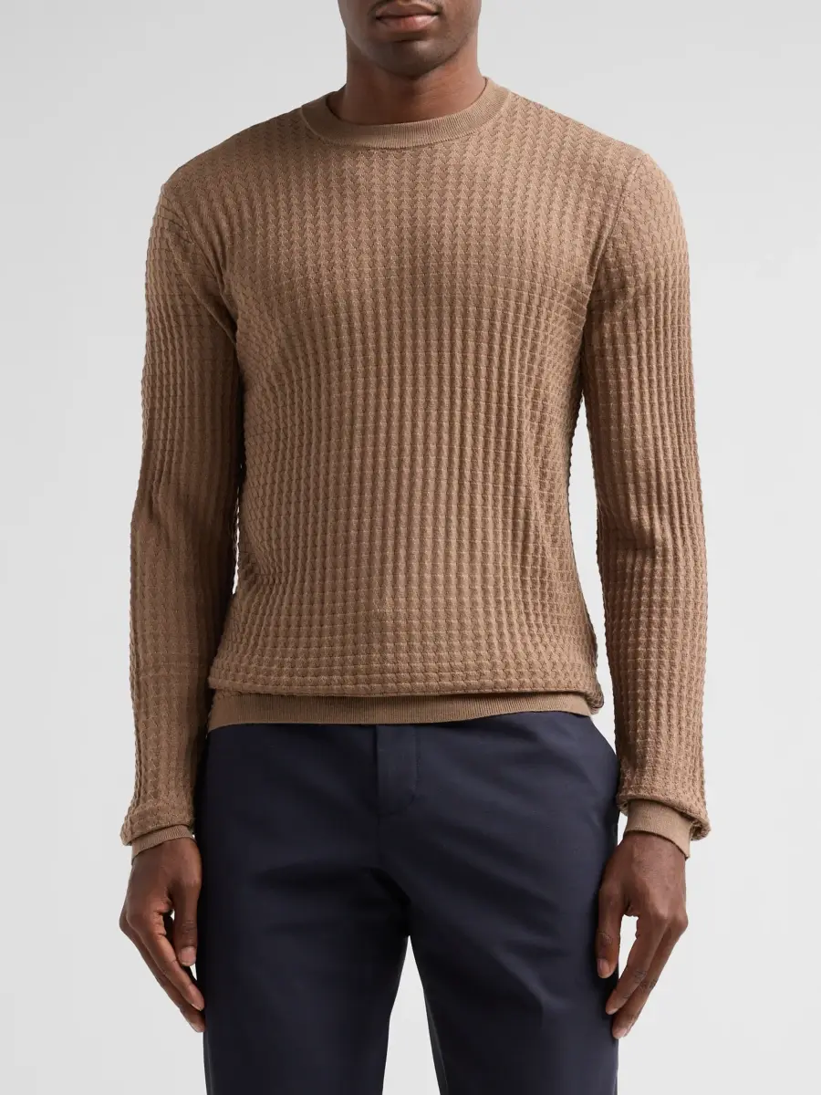 Emporio Armani Men's Fancy Stitch Textured Triangle Sweater | Thumbnail 4 Emporio Armani Men's Fancy Stitch Textured Triangle Sweater | Thumbnail 4