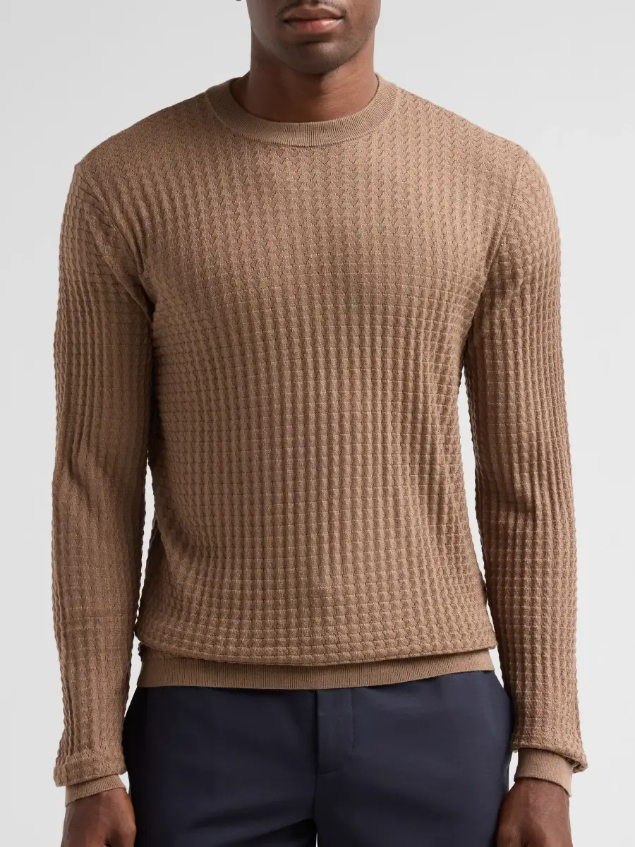 Emporio Armani Men's Fancy Stitch Textured Triangle Sweater | Thumbnail 5 Emporio Armani Men's Fancy Stitch Textured Triangle Sweater | Thumbnail 5