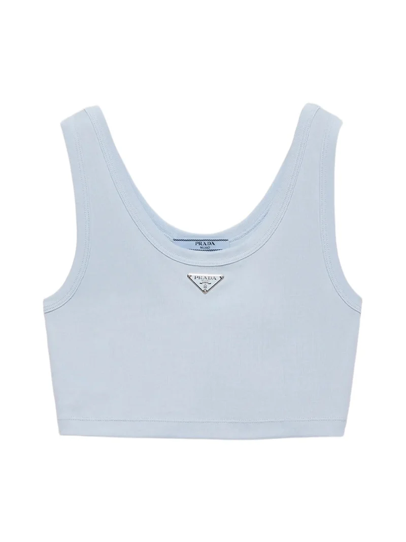 Prada Women's Ribbed Knit Cotton Crop Top