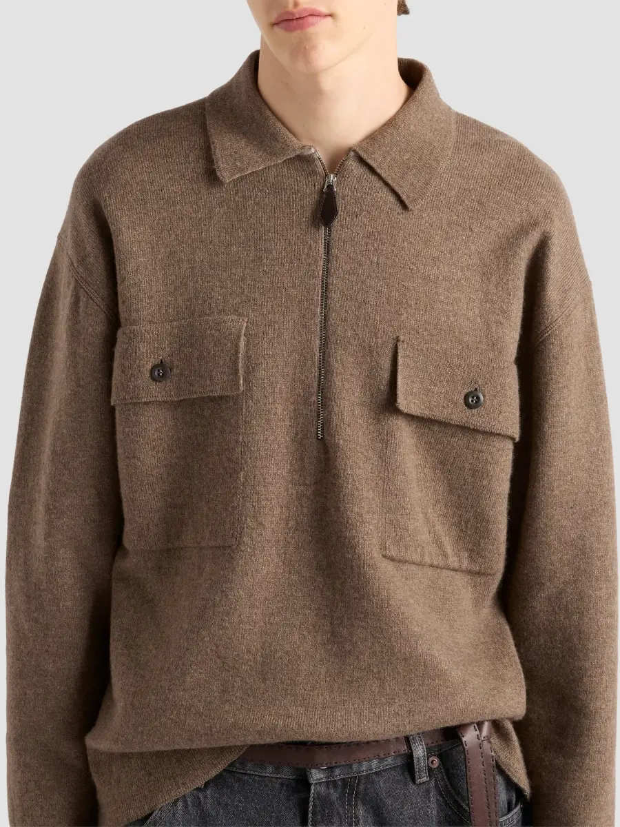 Prada Men's Cashmere Polo Shirt | Thumbnail 4 Prada Men's Cashmere Polo Shirt | Thumbnail 4