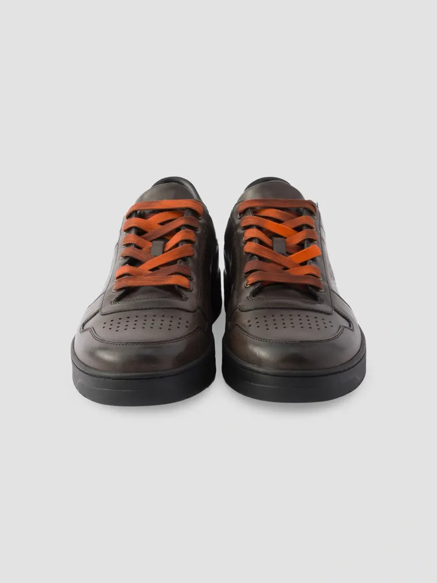 Prada Men's Downtown Aged Leather Sneakers | Thumbnail 3 Prada Men's Downtown Aged Leather Sneakers | Thumbnail 3
