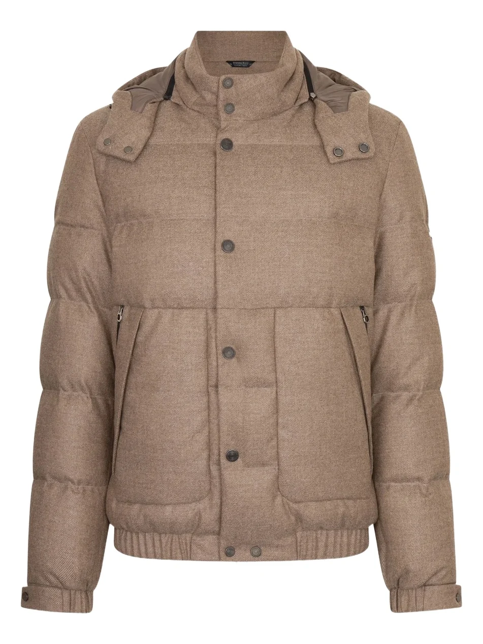 Men's Virgin Wool and Cashmere Hooded Down Jacket