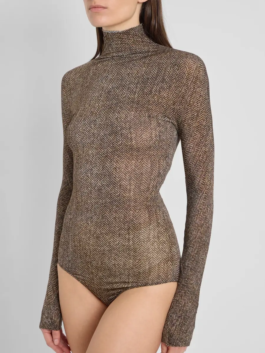 Maison Margiela Women's Herringbone Turtleneck Bodysuit | Thumbnail 5