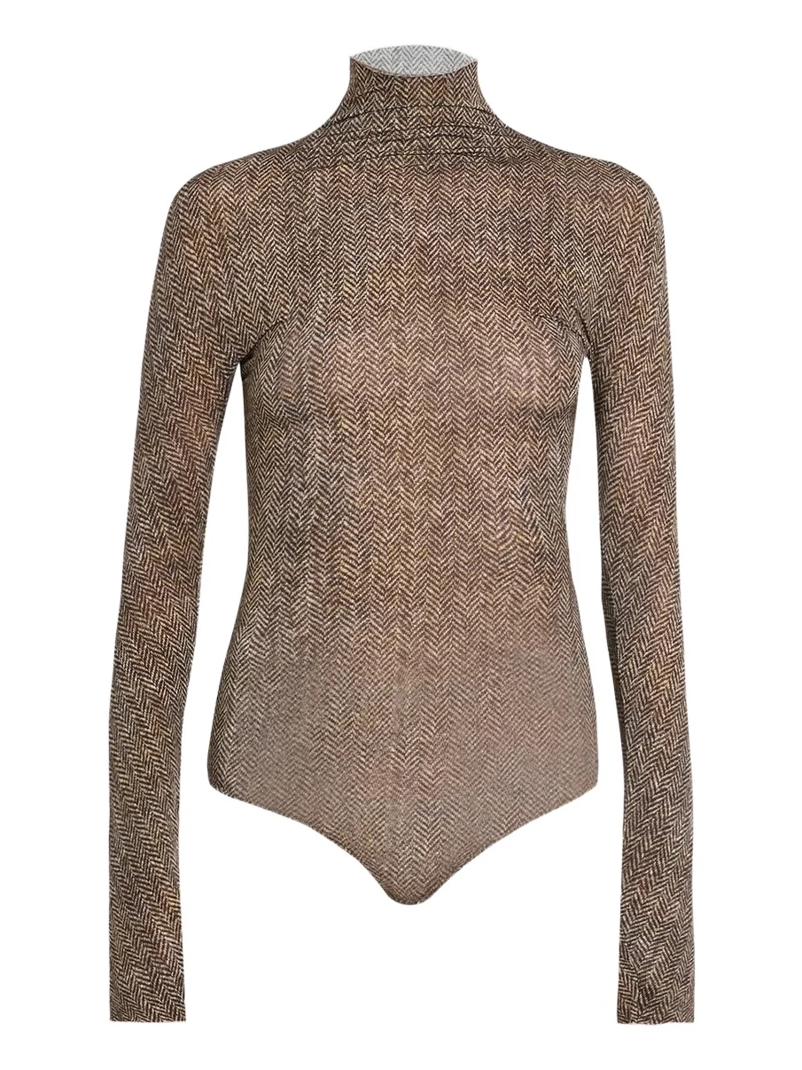 Women's Herringbone Turtleneck Bodysuit Women's Herringbone Turtleneck Bodysuit