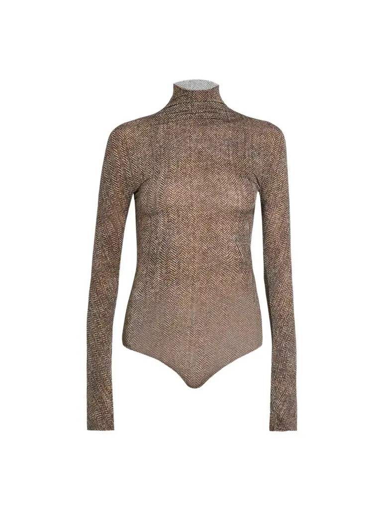 Women's Herringbone Turtleneck Bodysuit