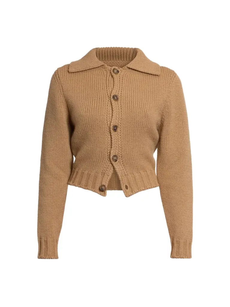 MM6 Maison Martin Margiela Women's Wool-Blend Knit Spread-Collar Cardigan