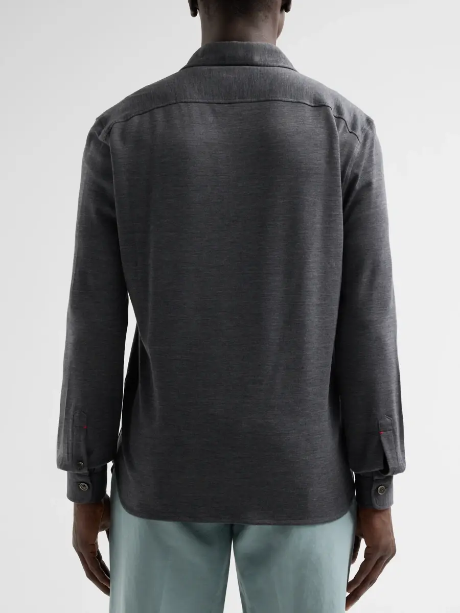 Isaia Men's Wool-Nylon-Blend Jersey Overshirt | Thumbnail 3