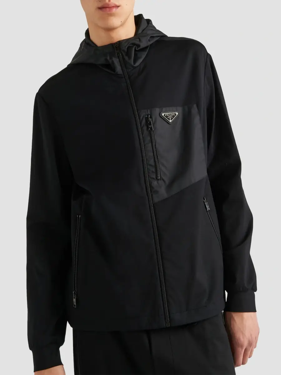 Prada Men's Technical Cotton and Re-Nylon Cardigan | Thumbnail 3 Prada Men's Technical Cotton and Re-Nylon Cardigan | Thumbnail 3