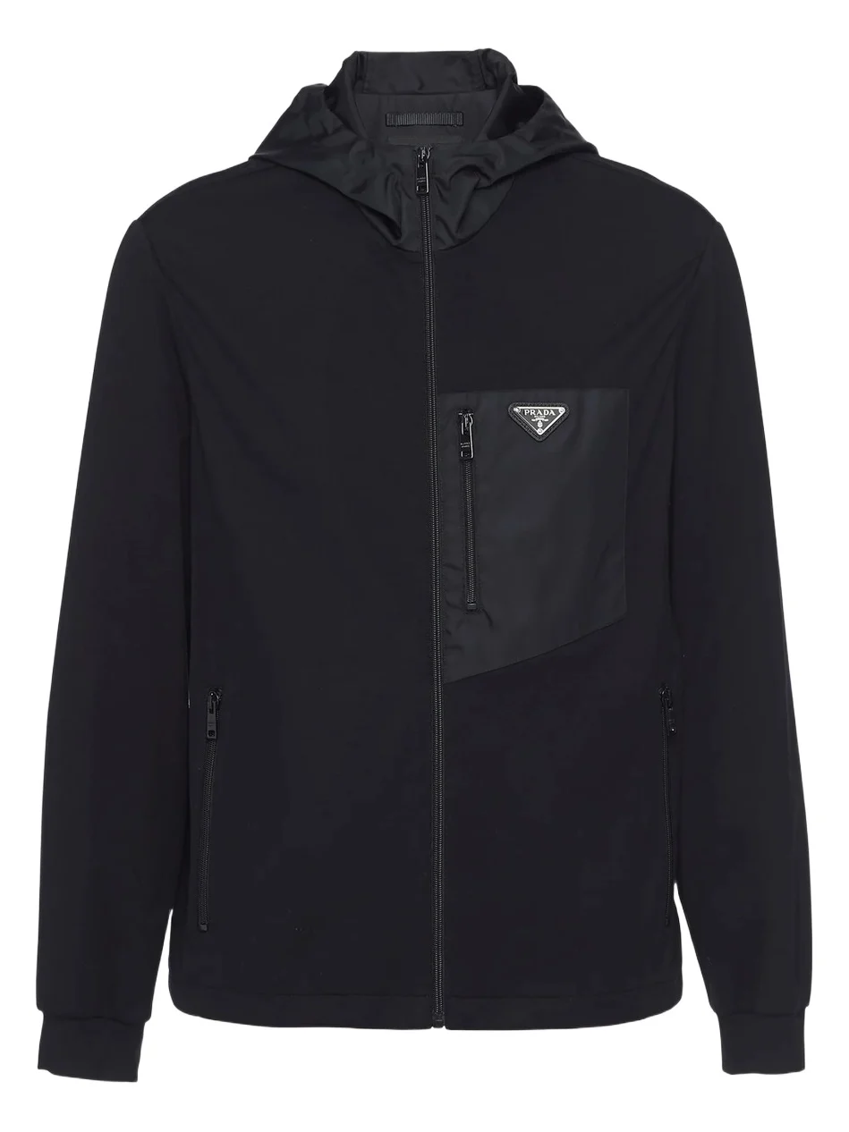 Prada Men's Technical Cotton and Re-Nylon Cardigan - Black
