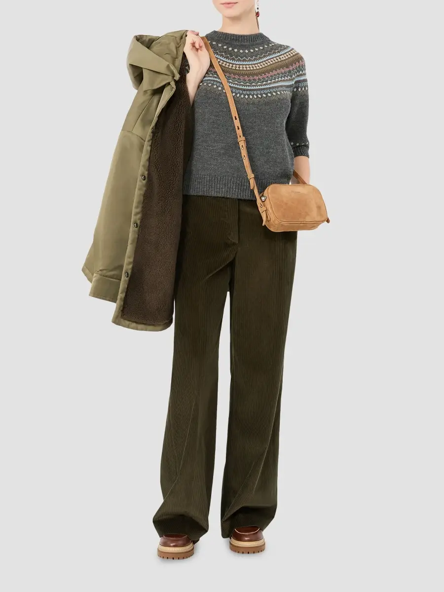 Weekend Max Mara Women's Cotton Velvet Wide Trousers | Thumbnail 2