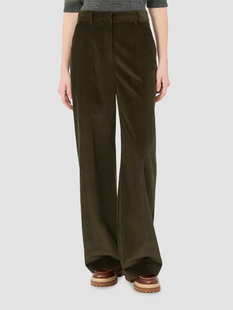 Weekend Max Mara Women's Cotton Velvet Wide Trousers | Thumbnail 3