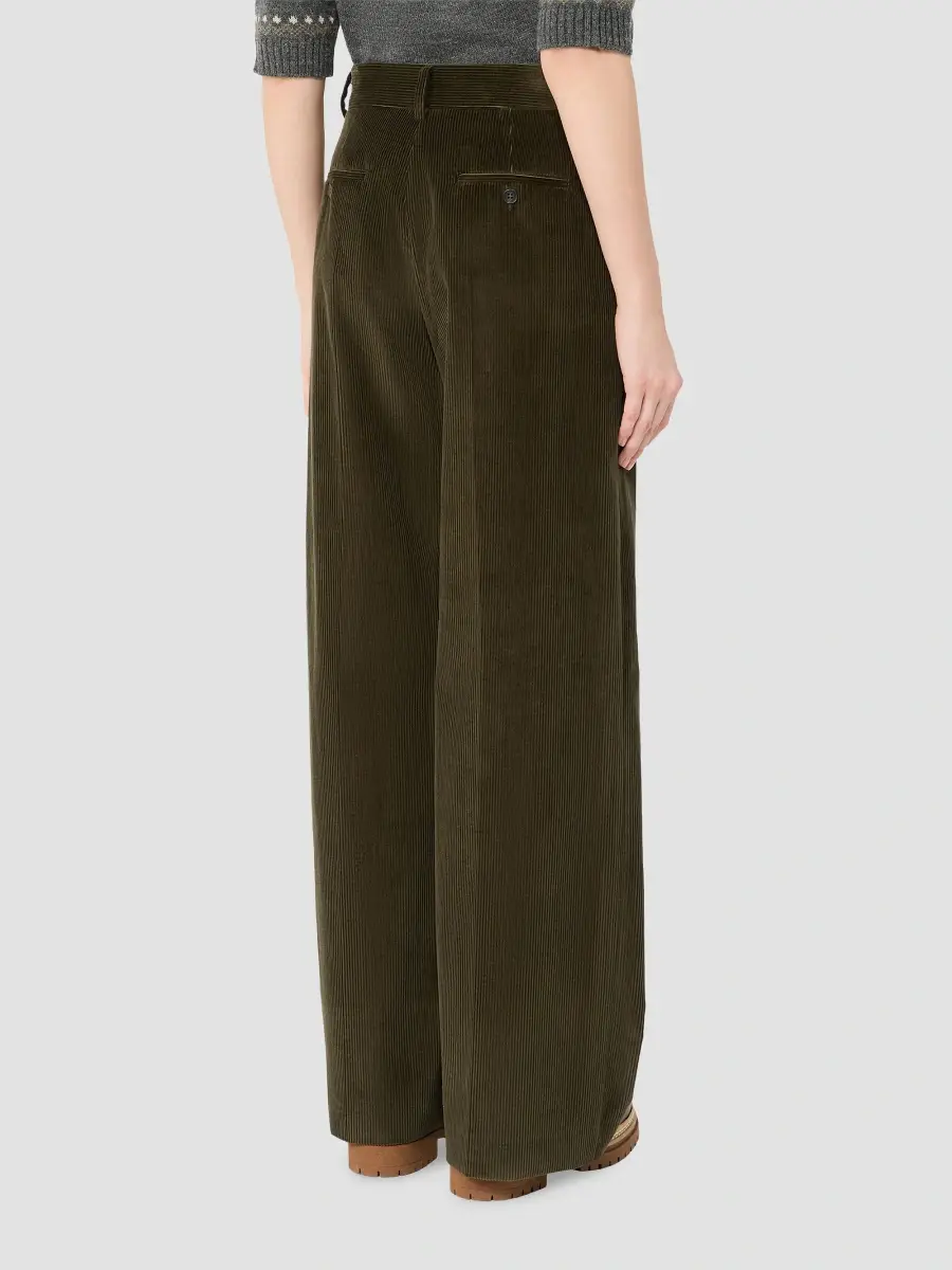 Weekend Max Mara Women's Cotton Velvet Wide Trousers | Thumbnail 4