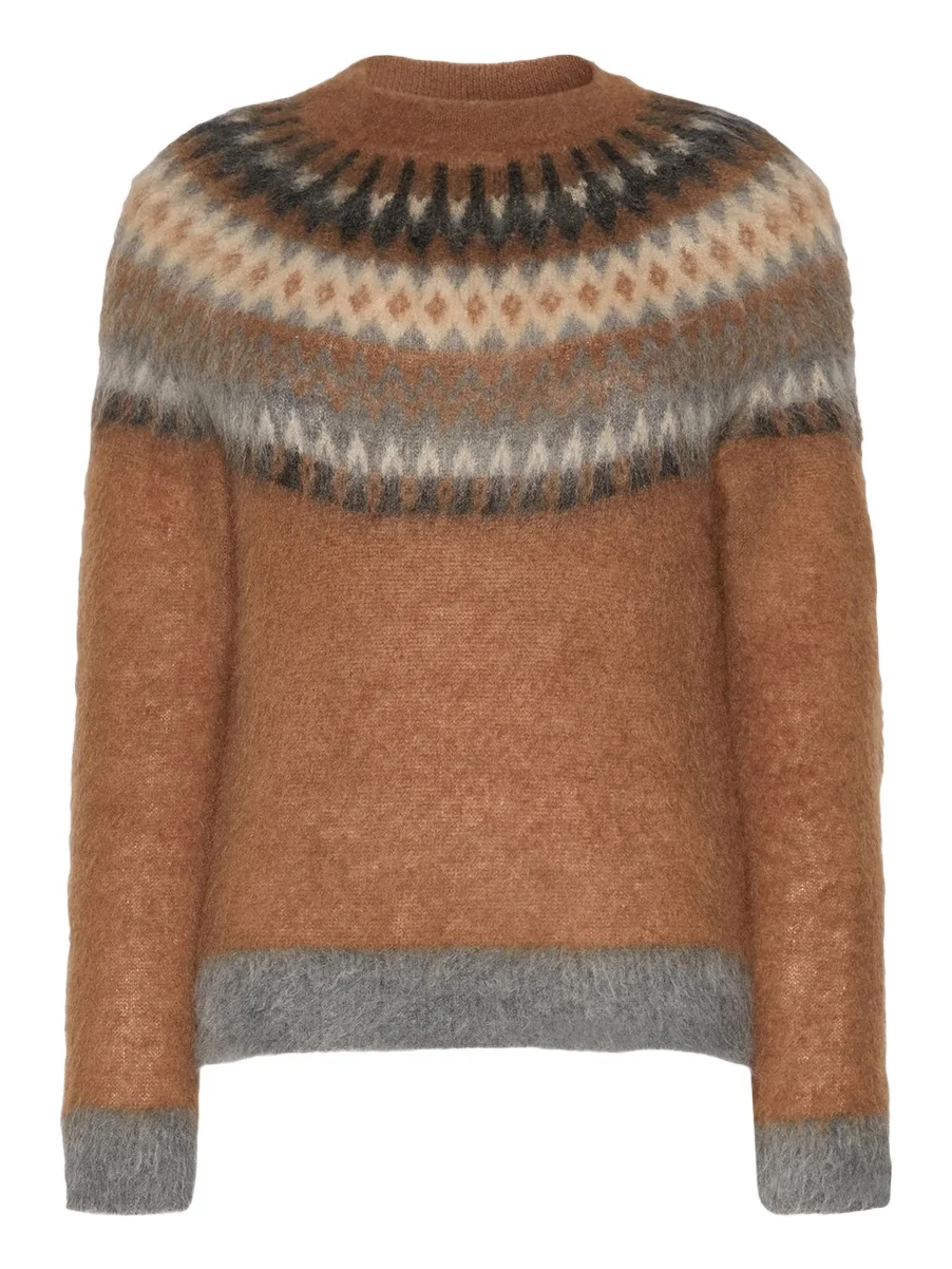 Women's Fair Isle Wool and Mohair Sweater - Tobacco Women's Fair Isle Wool and Mohair Sweater - Tobacco