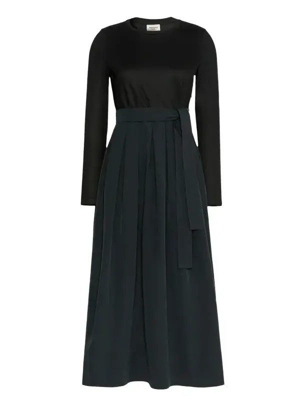 Women's Jacquard Jersey and Taffeta Dress - Black