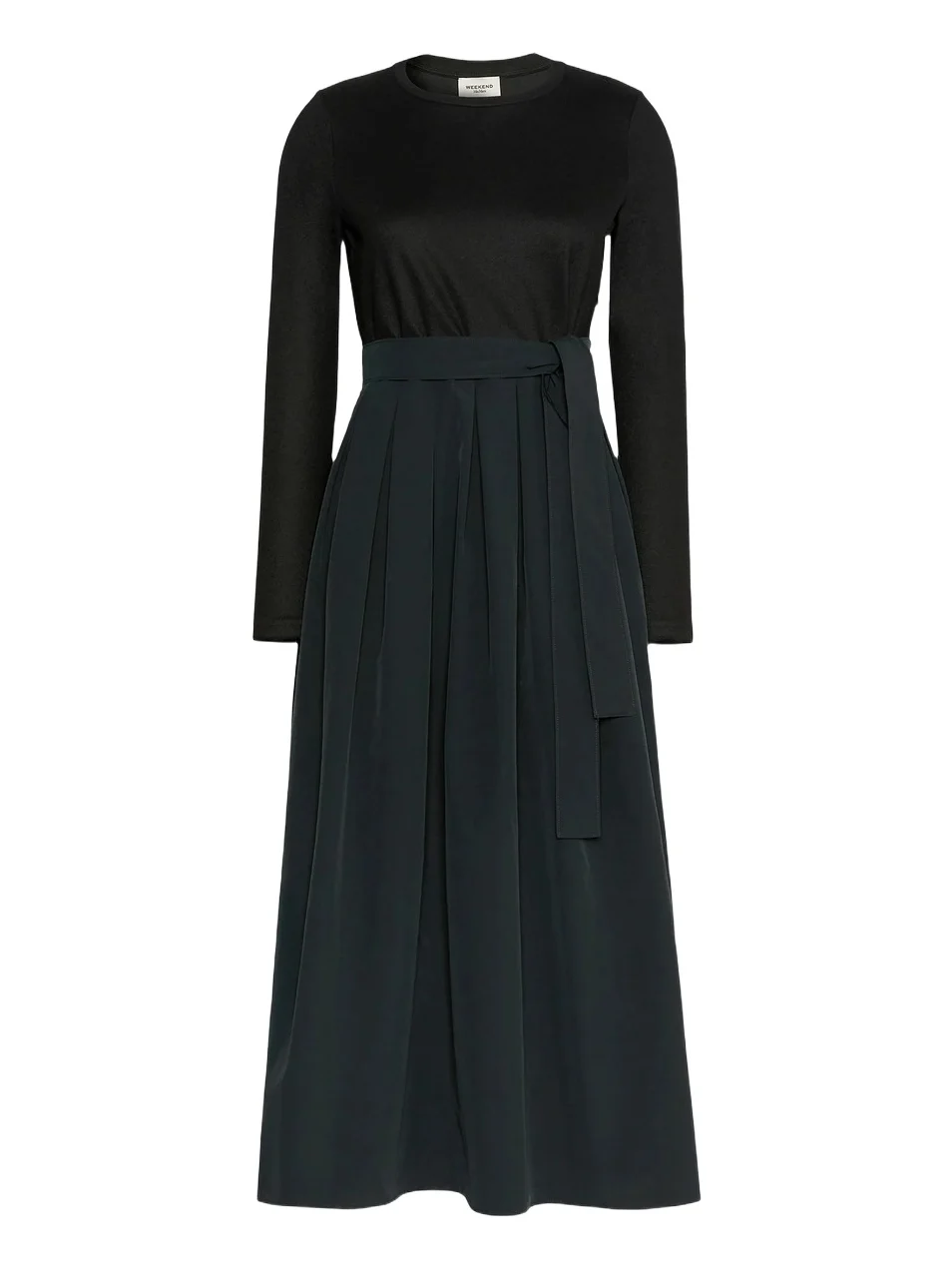 Women's Jacquard Jersey and Taffeta Dress - Black Women's Jacquard Jersey and Taffeta Dress - Black