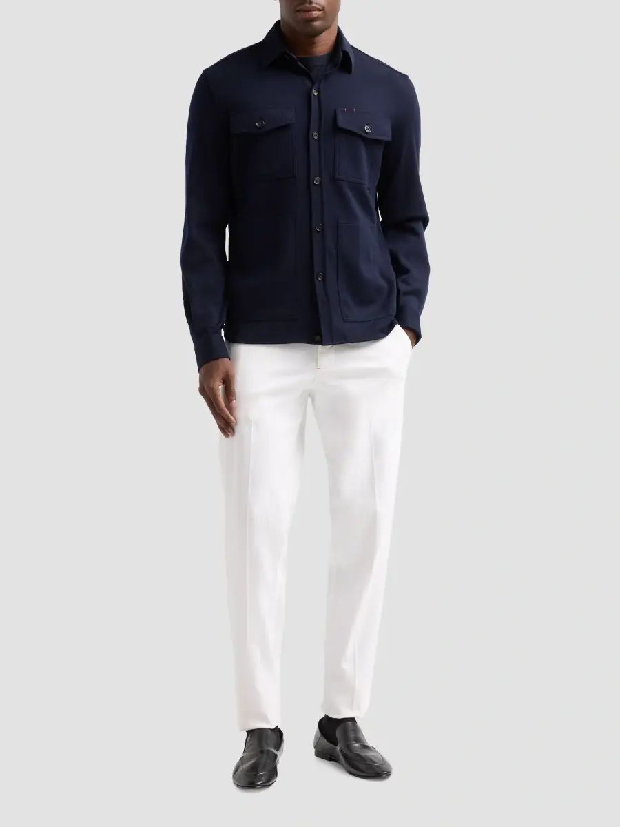 Isaia Men's Wool-Nylon-Blend Jersey Overshirt | Thumbnail 2