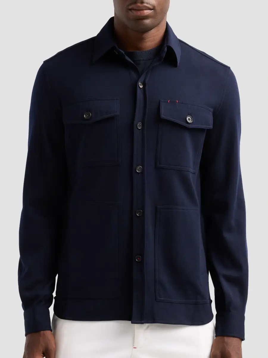 Isaia Men's Wool-Nylon-Blend Jersey Overshirt | Thumbnail 5