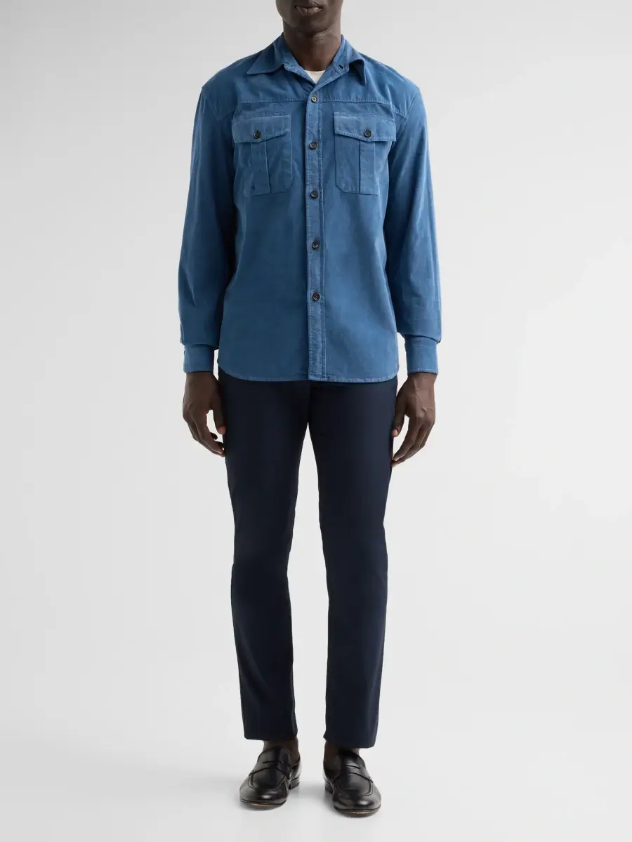 Isaia Men's Stretch-Cotton Corduroy Shirt | Thumbnail 2 Isaia Men's Stretch-Cotton Corduroy Shirt | Thumbnail 2