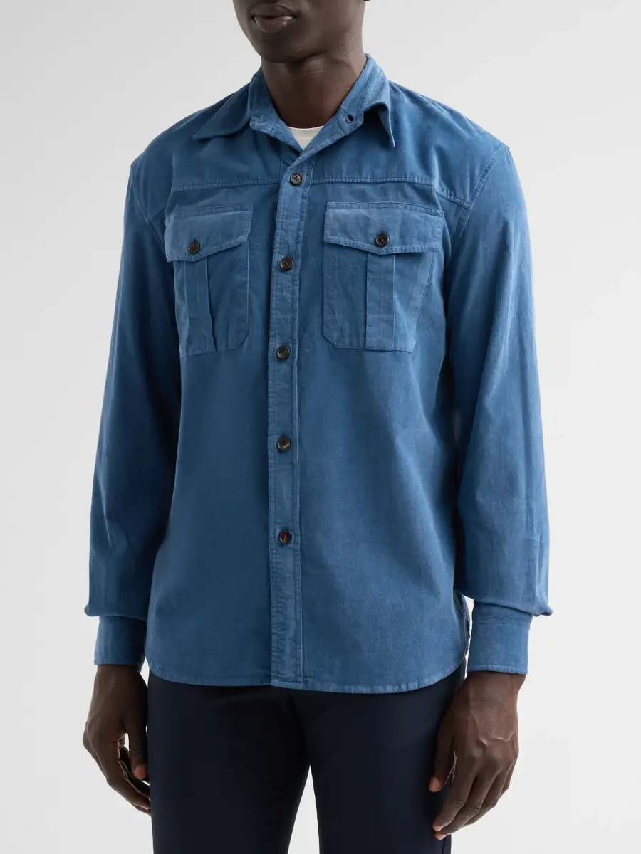 Isaia Men's Stretch-Cotton Corduroy Shirt | Thumbnail 4 Isaia Men's Stretch-Cotton Corduroy Shirt | Thumbnail 4