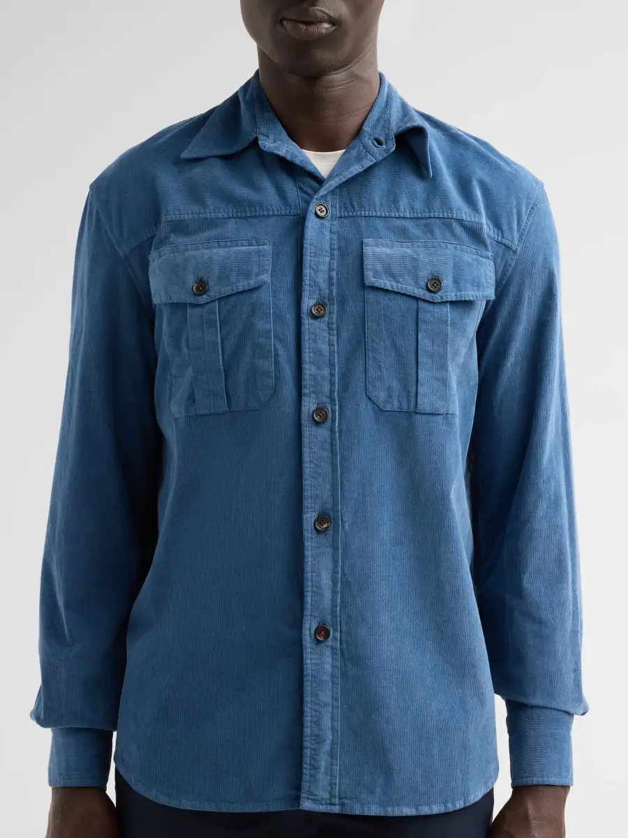 Isaia Men's Stretch-Cotton Corduroy Shirt | Thumbnail 5 Isaia Men's Stretch-Cotton Corduroy Shirt | Thumbnail 5