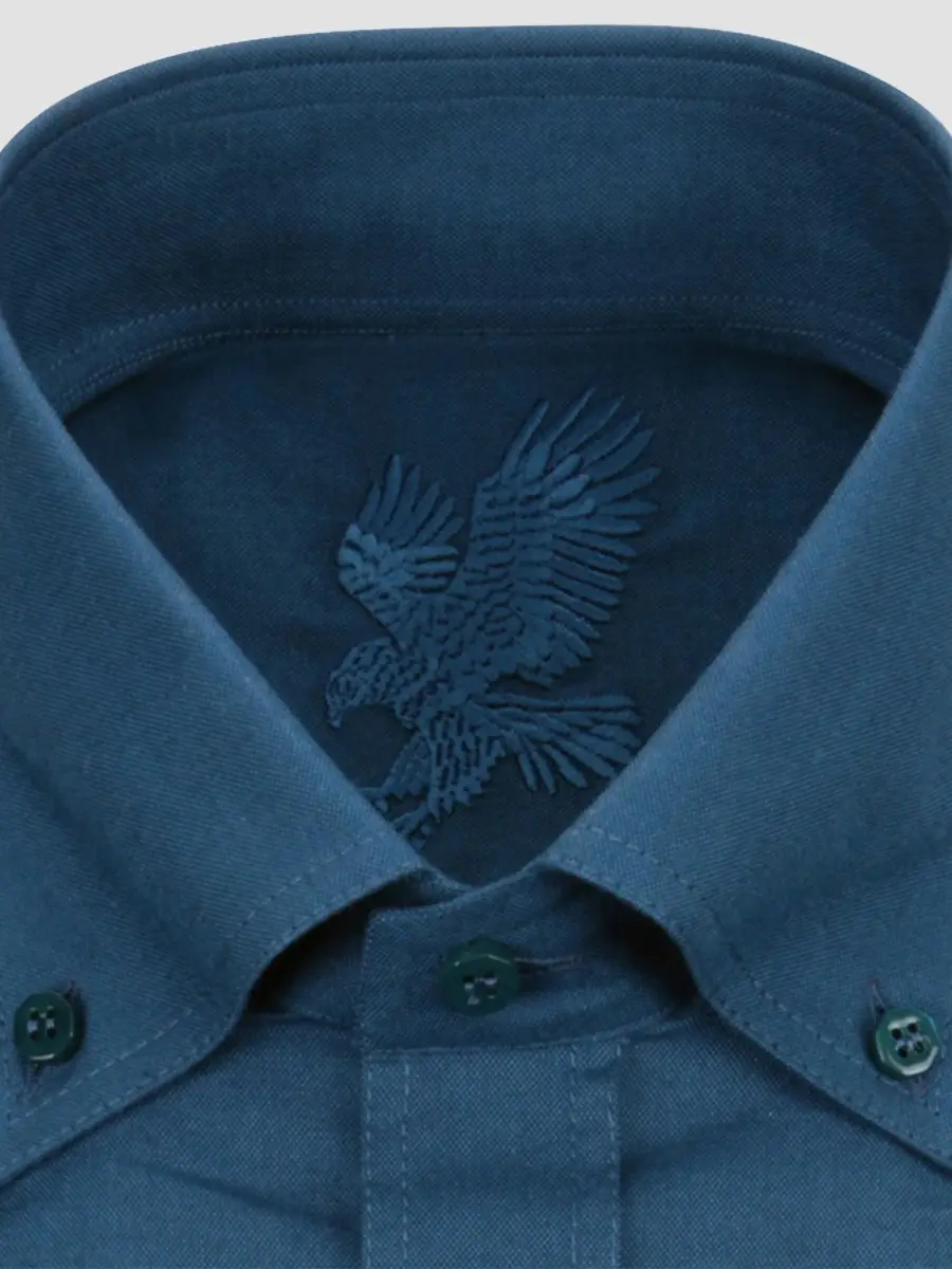 Stefano Ricci Men's Dress Shirt with Embroidered Eagle - Blue | Thumbnail 2 Stefano Ricci Men's Dress Shirt with Embroidered Eagle - Blue | Thumbnail 2