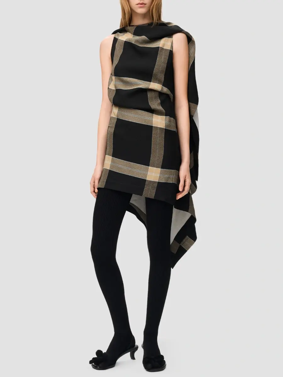 Loewe Women's Check Tieneck Minidress | Thumbnail 2 Loewe Women's Check Tieneck Minidress | Thumbnail 2