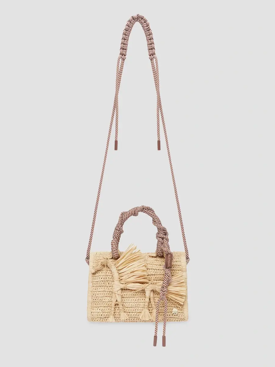ALÉMAIS Women's Ace Horse Raffia Box Top Handle Bag | Thumbnail 4