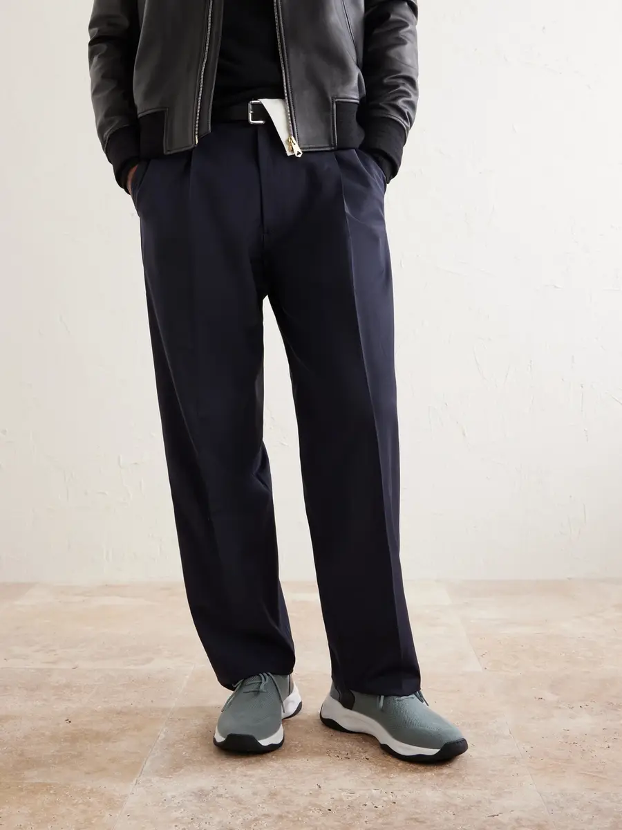 Berluti Shadow Leather-Trimmed Stretch-Knit Sneakers - Men | Thumbnail 2 Berluti Shadow Leather-Trimmed Stretch-Knit Sneakers - Men | Thumbnail 2