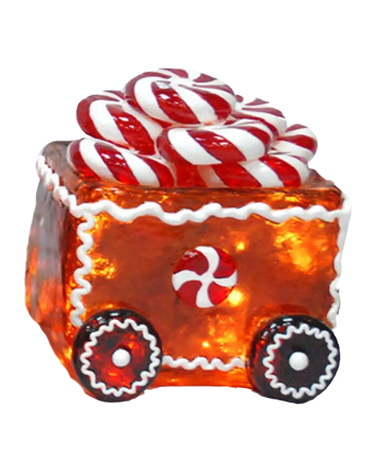 Barcana Illuminated Gingerbread Peppermint Candy Freight Car Indoor/Outdoor Christmas Decoration