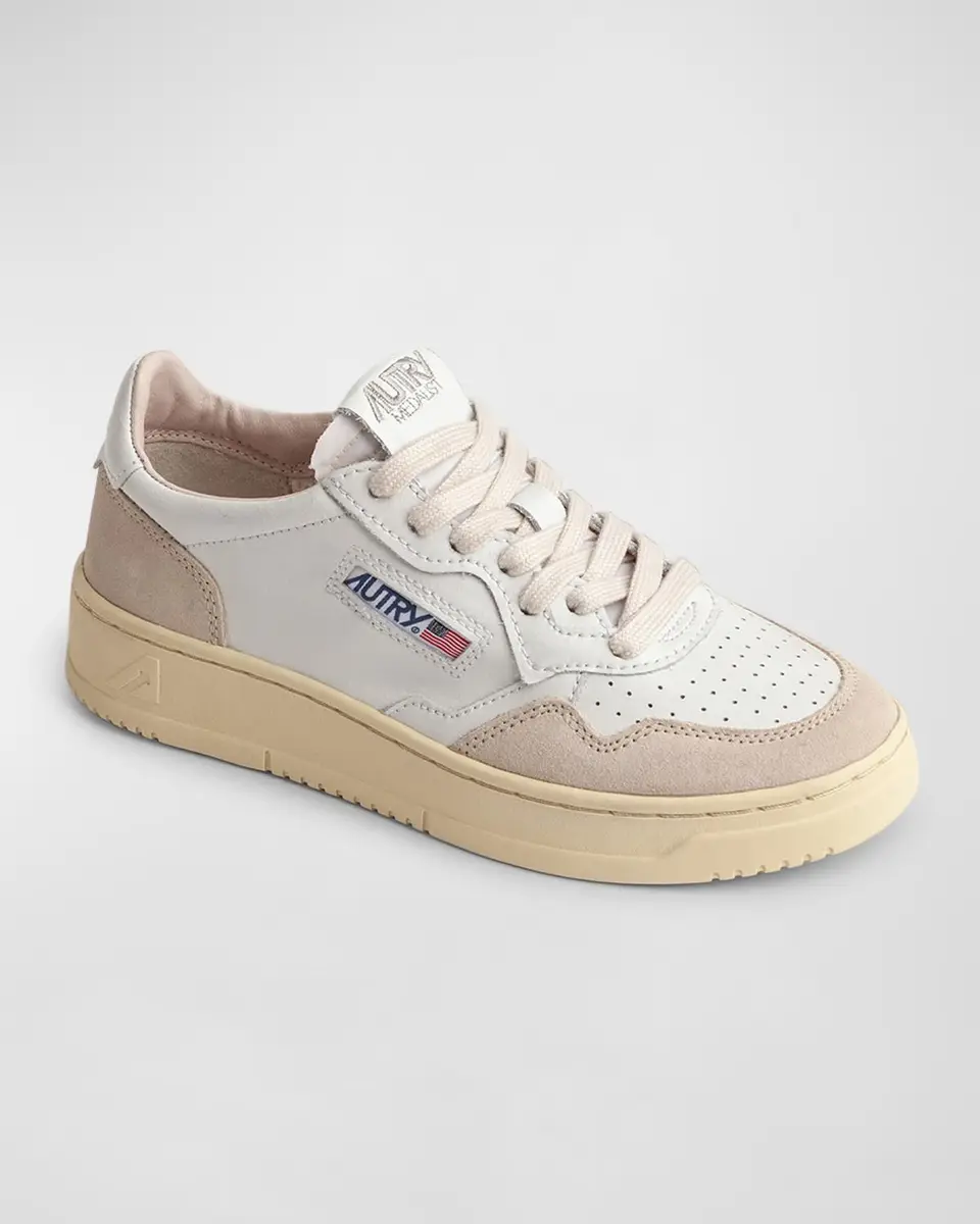 Autry Medalist Low-Top Mixed Leather Sneakers | Thumbnail 4