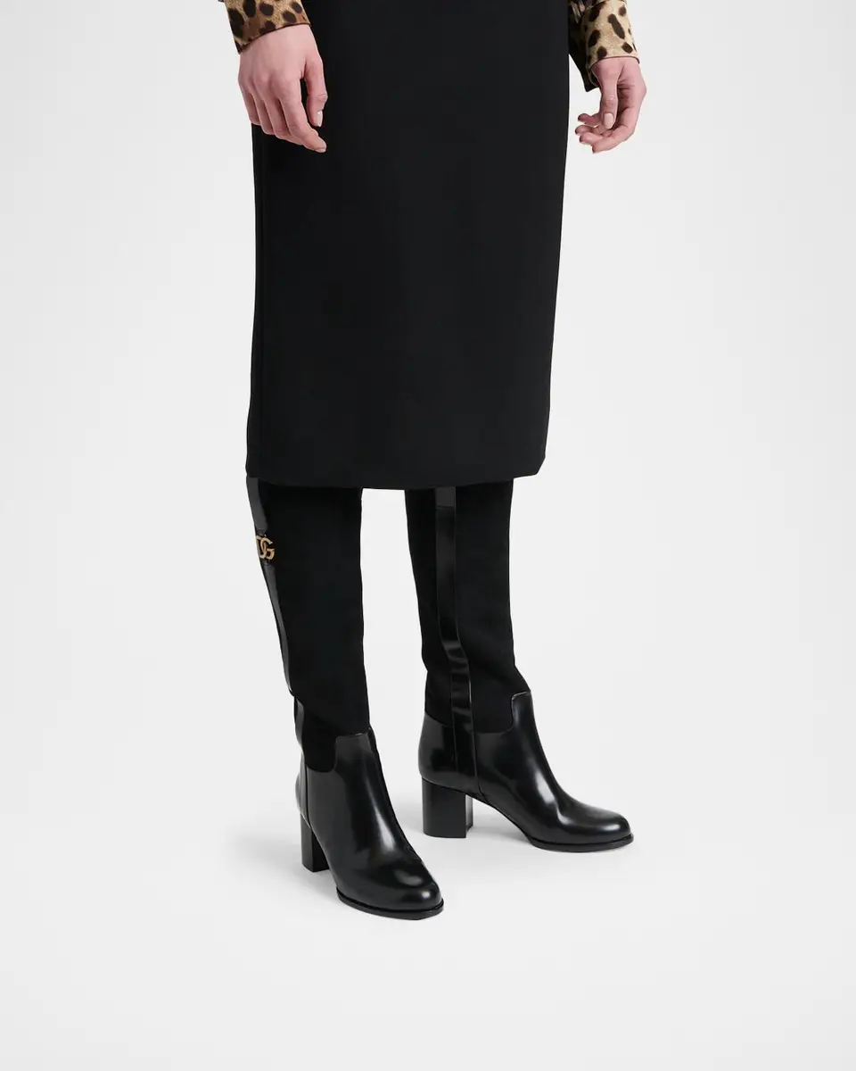 Dolce & Gabbana 60mm DG Equestrian Mixed Leather Knee-High Boots | Thumbnail 2 Dolce & Gabbana 60mm DG Equestrian Mixed Leather Knee-High Boots | Thumbnail 2