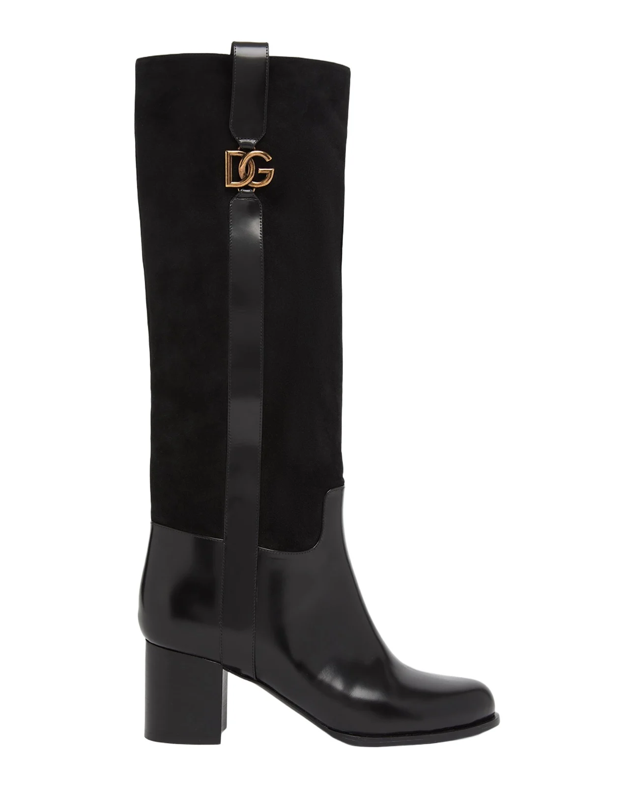 Dolce & Gabbana 60mm DG Equestrian Mixed Leather Knee-High Boots