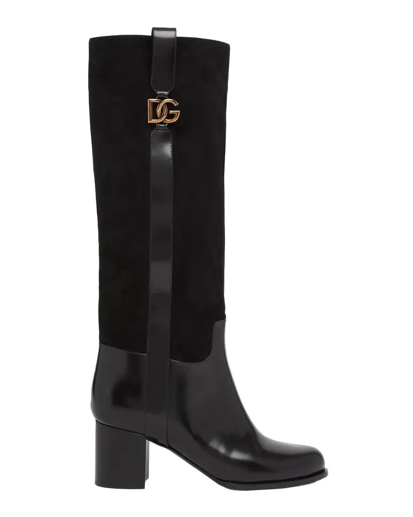 60mm DG Equestrian Mixed Leather Knee-High Boots 60mm DG Equestrian Mixed Leather Knee-High Boots