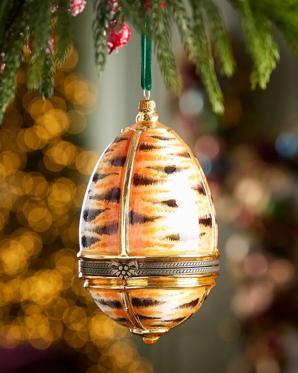 Komozja Tiger in Hinged Egg Christmas Ornament with Stand | Thumbnail 3 Komozja Tiger in Hinged Egg Christmas Ornament with Stand | Thumbnail 3