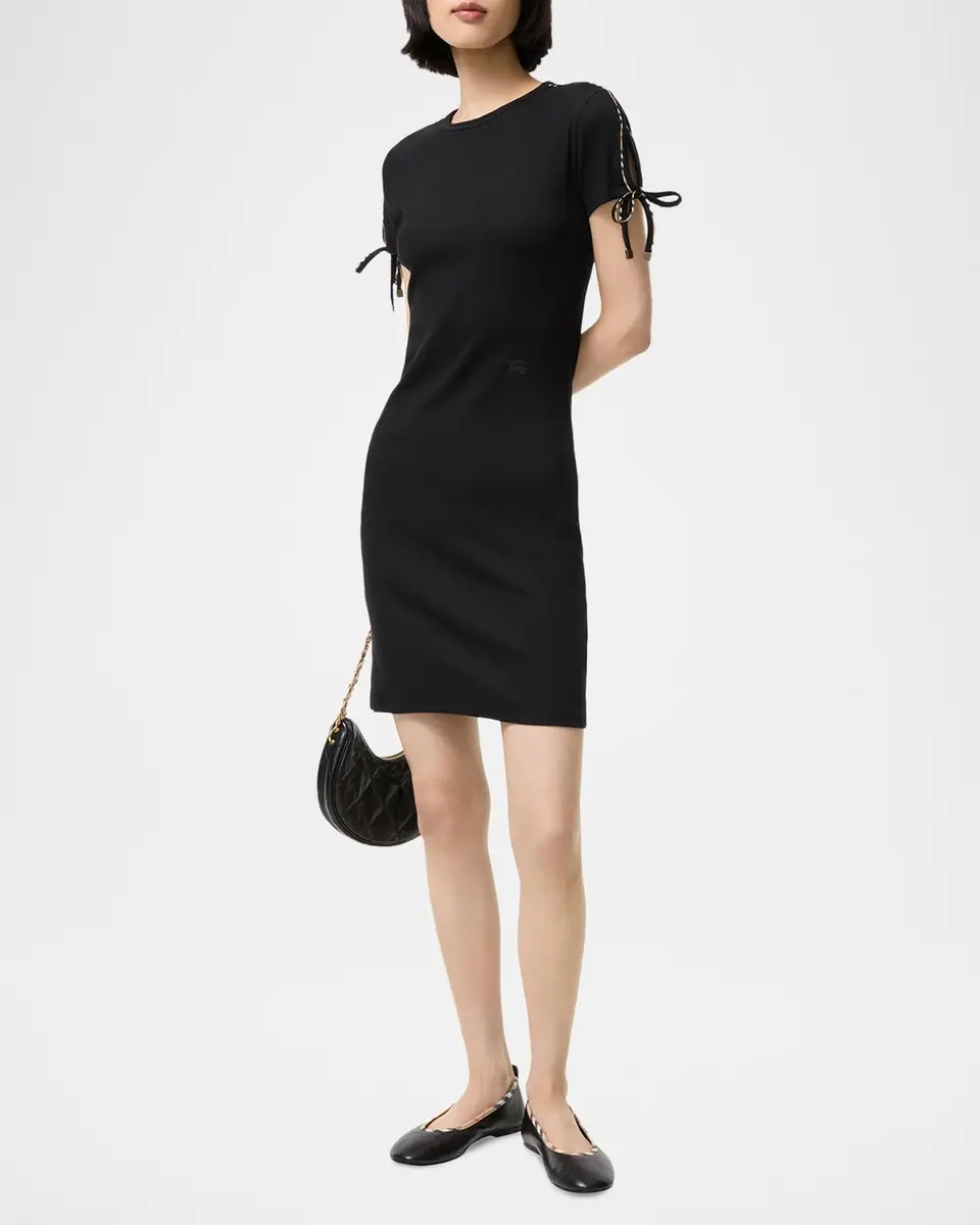 Burberry Tatiana Check Tie Short-Sleeve Mini Dress | Thumbnail 2