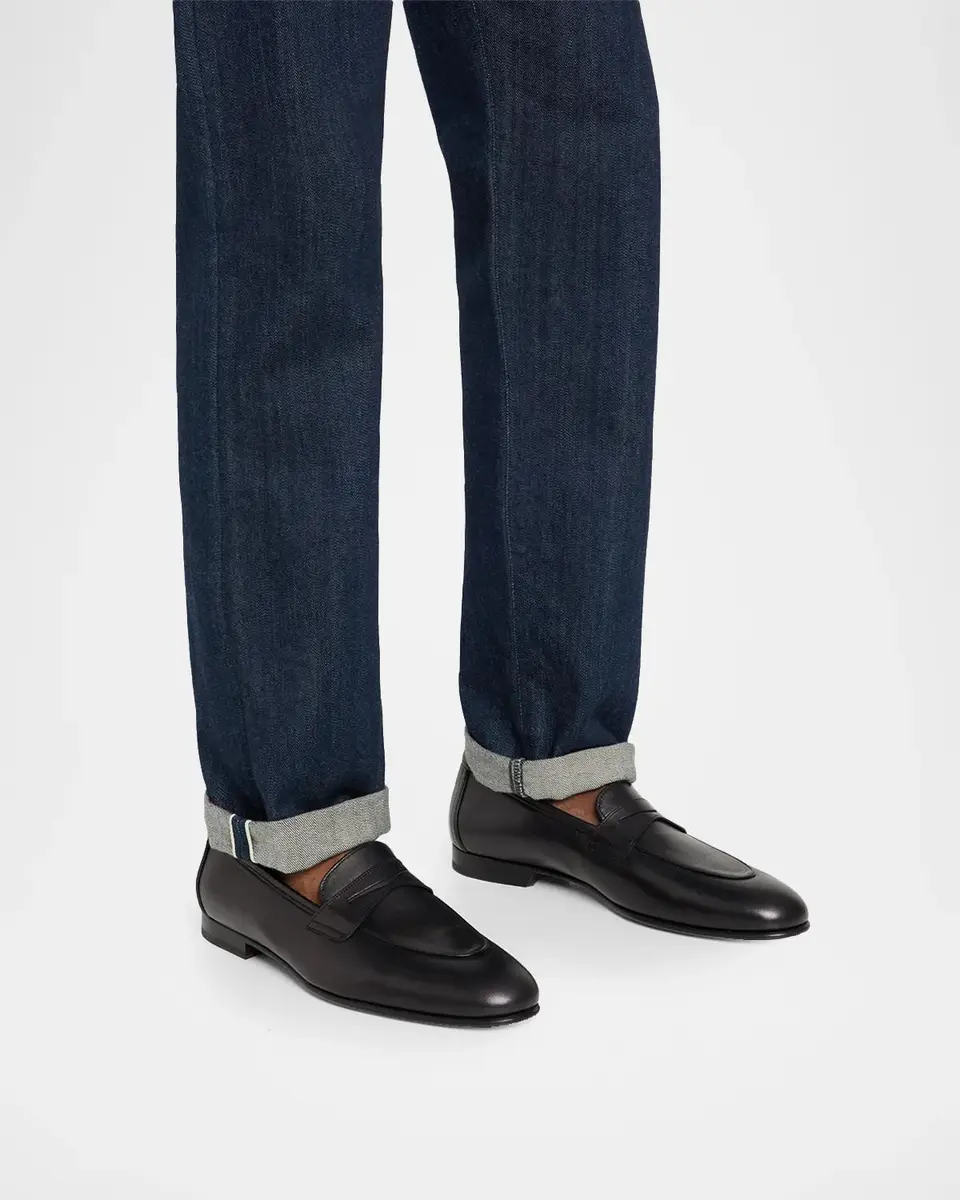 Kiton Men's Calfskin Penny Loafers | Thumbnail 2 Kiton Men's Calfskin Penny Loafers | Thumbnail 2