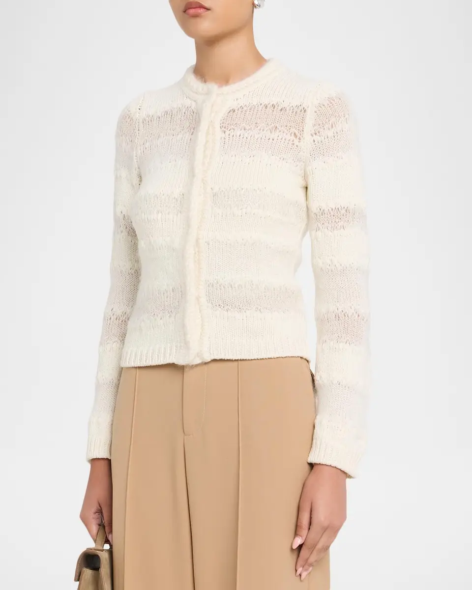 Fabiana Filippi Mohair-Blend Openwork Pointelle Cardigan | Thumbnail 4 Fabiana Filippi Mohair-Blend Openwork Pointelle Cardigan | Thumbnail 4